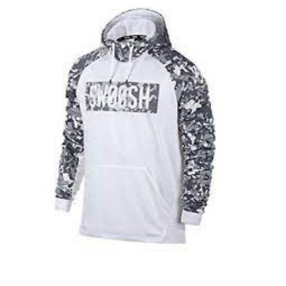 Nike Men's Therma-Fit Camo Pullover Hoodie Sweatshirt White S Style 811897-100